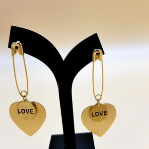 Safety pin love earrings